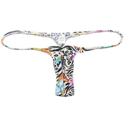 OROCOJUCO Men's Mini Bikini T-back Underwear Slim Cut Pouch Swim G-string Minimal Coverage Tangas Hipster String Thong White Spot XL (OR52A)