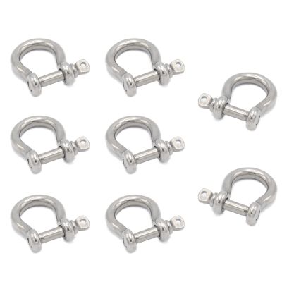Cheerock 8pcs Screw Pin Anchor Shackle, Stainless Steel M5 Bow Shackle, 3/16 Inch D Ring Clevis Shackle, Anchor Shackle with Screw Pin for Chains Wirerope Paracord Outdoor Camping