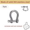 Cheerock 8pcs Screw Pin Anchor Shackle, Stainless Steel M5 Bow Shackle, 3/16 Inch D Ring Clevis Shackle, Anchor Shackle with Screw Pin for Chains Wirerope Paracord Outdoor Camping view 3