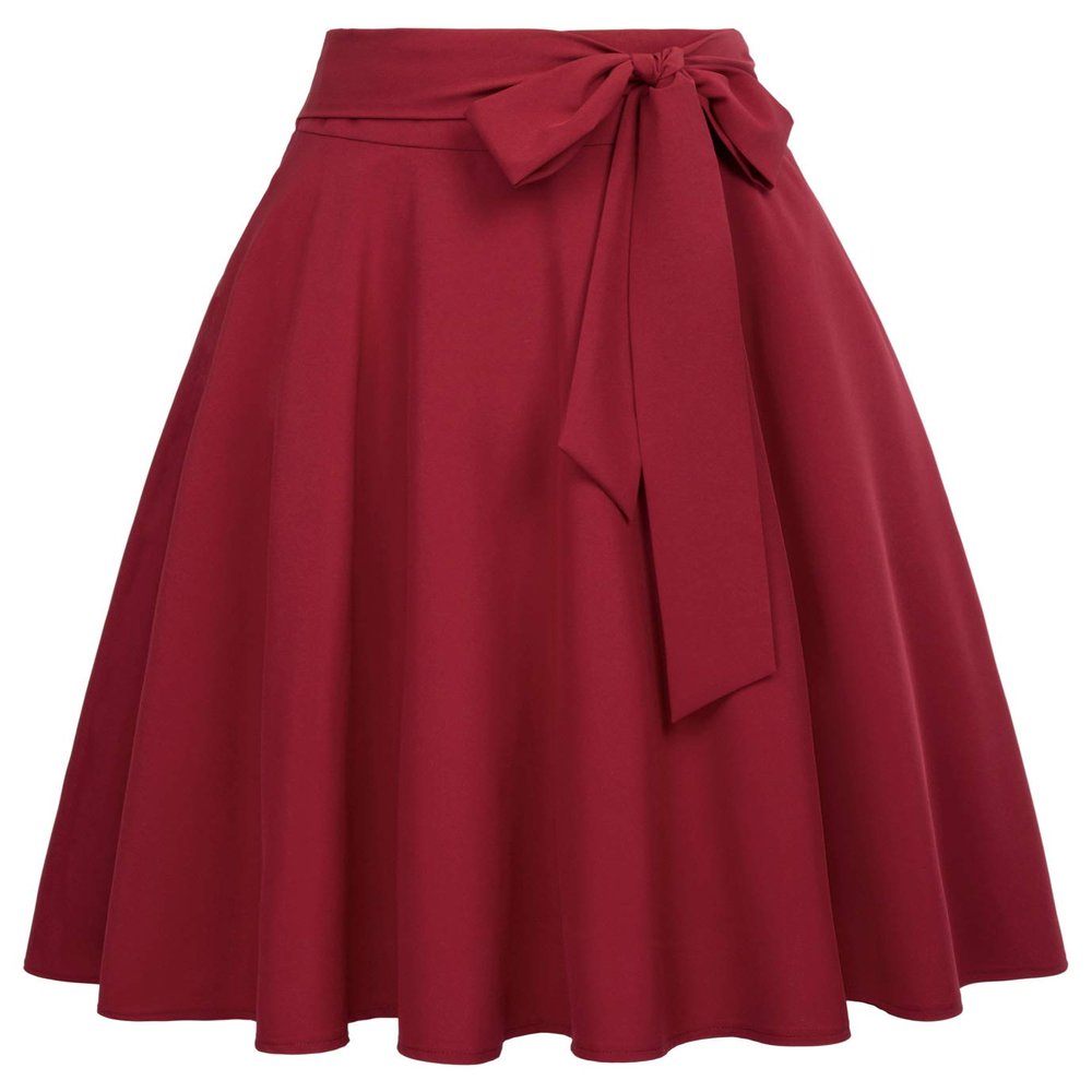 Belle Poque Women's Midi Aline Skirt Solid Lightweight Flare Wine Skirts XS