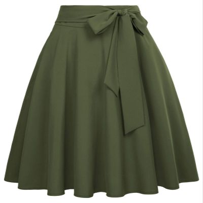 Belle Poque Women's High Waisted A Line Midi Skirts for Work Dark Olive Green Plus Size,3XL