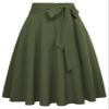 Belle Poque Women's High Waisted A Line Midi Skirts for Work Dark Olive Green Plus Size,3XL view 1