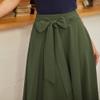 Belle Poque Women's High Waisted A Line Midi Skirts for Work Dark Olive Green Plus Size,3XL view 2