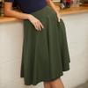 Belle Poque Women's High Waisted A Line Midi Skirts for Work Dark Olive Green Plus Size,3XL view 3