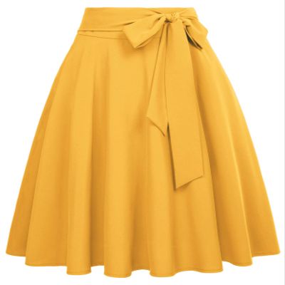 Belle Poque Women's Casual Midi Skirts for Summer Vintage Aline Skirt Yellow,3XL