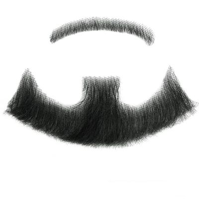 Lenaqueen 100% Human Hair Full Hand Tied Lace Invisible False Beards Hair Fake Face Beard and Mustache for Men Realistic Entertainment Drama Party Movie Makeup (LN-HZ-BlackTN)