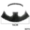 Lenaqueen 100% Human Hair Full Hand Tied Lace Invisible False Beards Hair Fake Face Beard and Mustache for Men Realistic Entertainment Drama Party Movie Makeup (LN-HZ-BlackTN) view 2