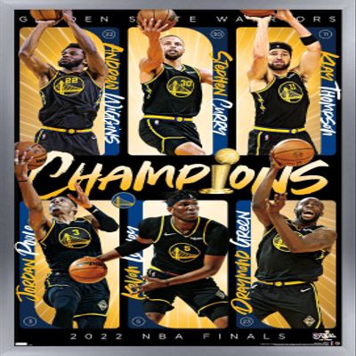 Trends International NBA Golden State Warriors - 2022 Commemorative Finals Champions Wall Poster, 34L x 22.4W, Silver Framed Version