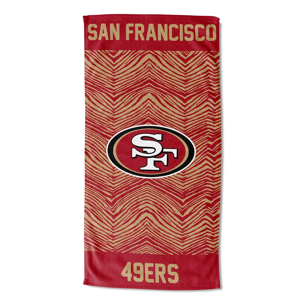 Northwest Zubaz NFL Classic Zebra Print Beach Towel, 30x60, San Francisco 49ers
