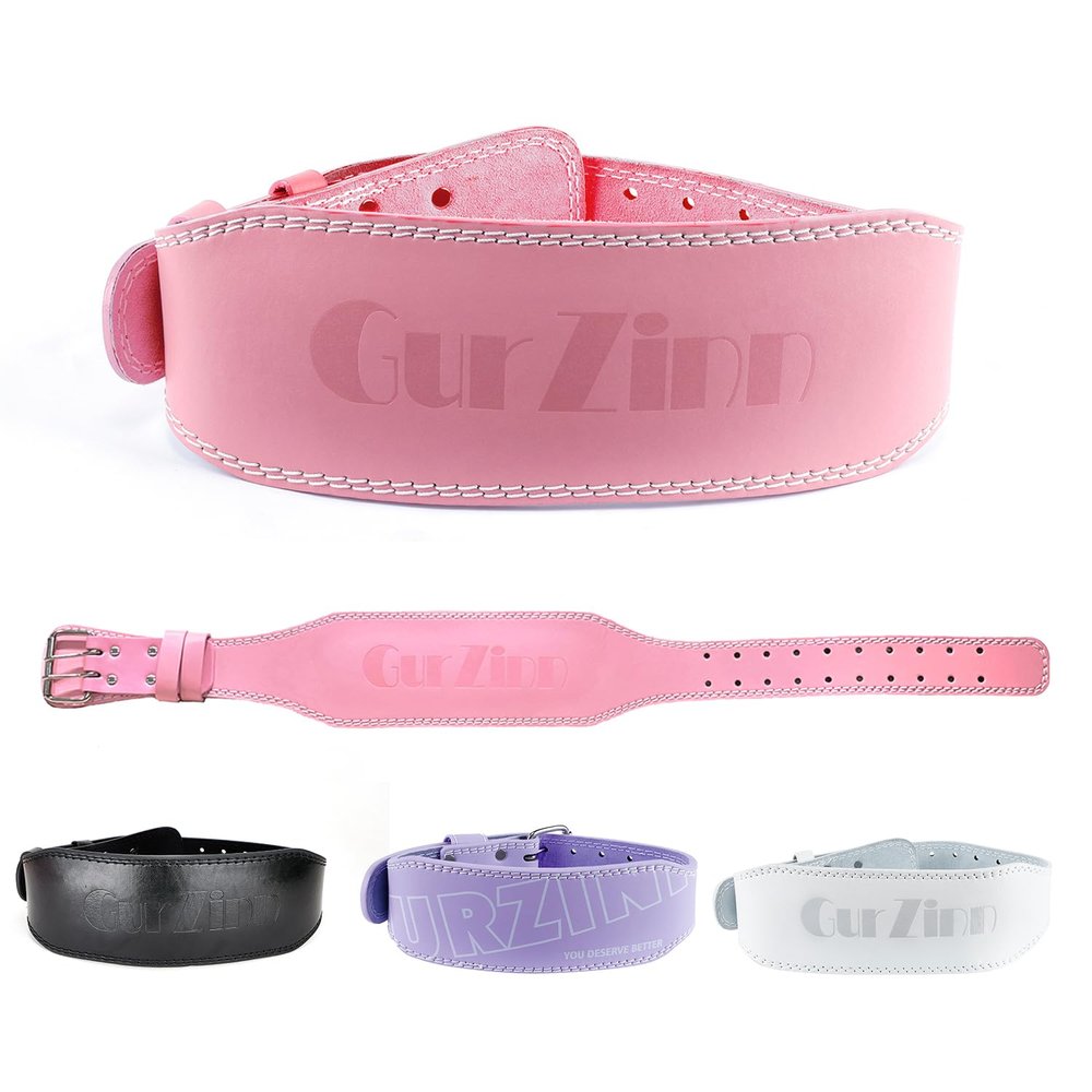 7 MM Leather Fitness Weight Lifting Belt for Women with 4 Inches Padded Lumbar Support for Power Lifting Workout & Squats Exercise(Pink/S)