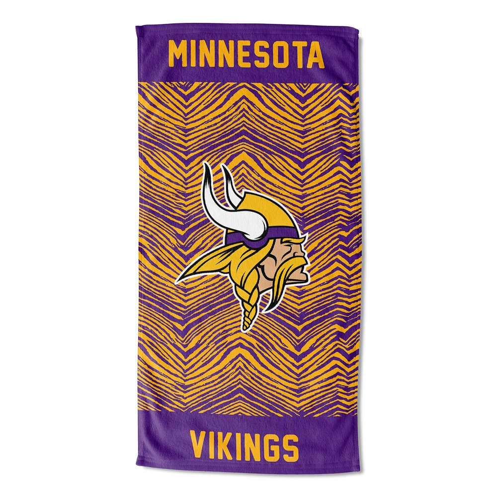 Northwest Zubaz NFL Classic Zebra Print Beach Towel, 30x60, Minnesota Vikings