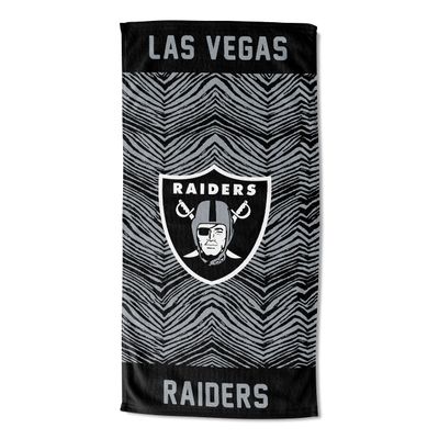 Northwest Zubaz NFL Classic Zebra Print Beach Towel, 30x60, Las Vegas Raiders