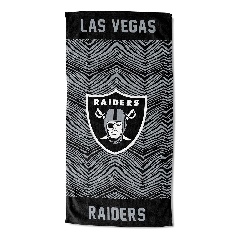 Northwest Zubaz NFL Classic Zebra Print Beach Towel, 30x60, Las Vegas Raiders