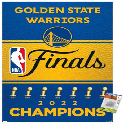 Trends International NBA Golden State Warriors - 2022 Commemorative Finals Team Logo Wall Poster, 22.37" x 34.00", Premium Poster & Push Pin Bundle