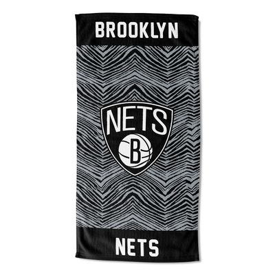 Zubaz by Northwest NBA Classic Zebra Print Beach Towel, 30x60, Brooklyn Nets