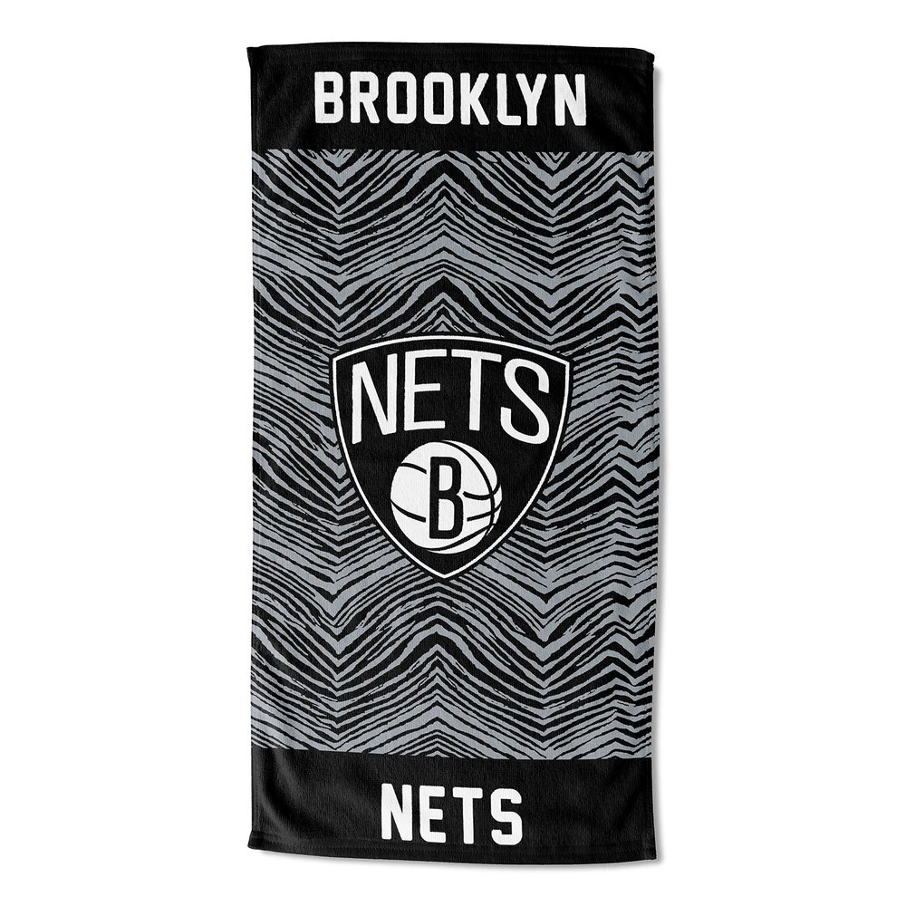Zubaz by Northwest NBA Classic Zebra Print Beach Towel, 30x60, Brooklyn Nets