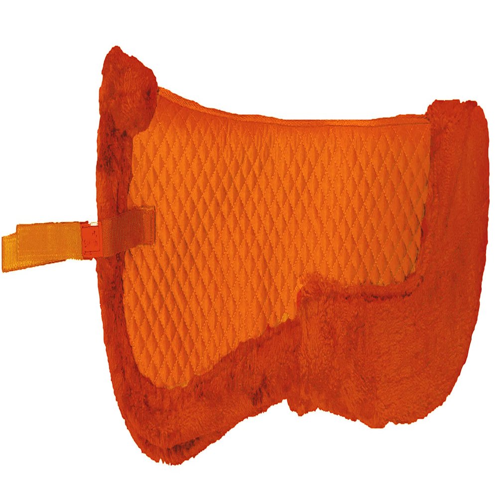 Equitem Faux Fur Trim Half Pad for Pony English Riding Saddle Correction (Orange)
