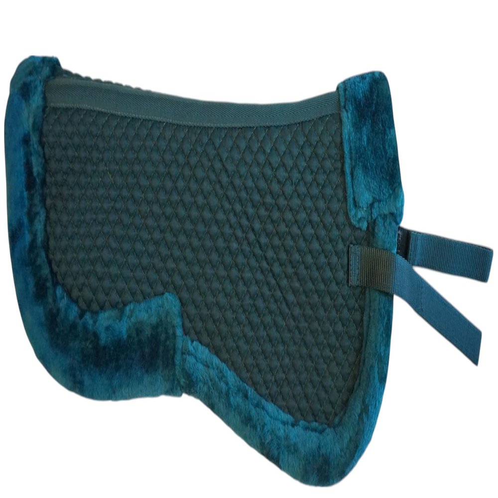 Equitem Faux Fur Trim Half Pad for Pony English Riding Saddle Correction (Dark Blue Green)