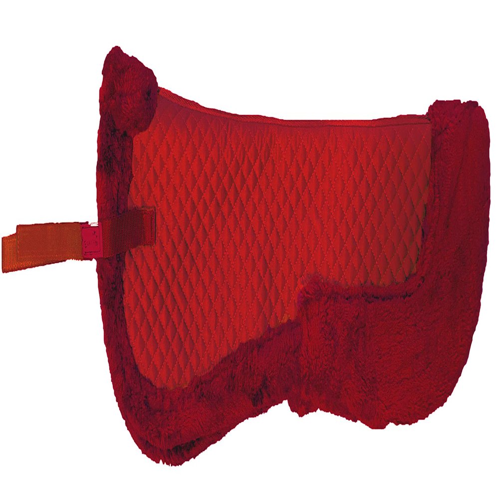 Equitem Faux Fur Trim Half Pad for Pony English Riding Saddle Correction (Red)