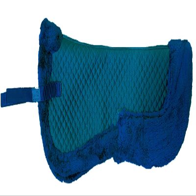 Equitem Faux Fur Trim Half Pad for Pony English Riding Saddle Correction (Royal Blue)