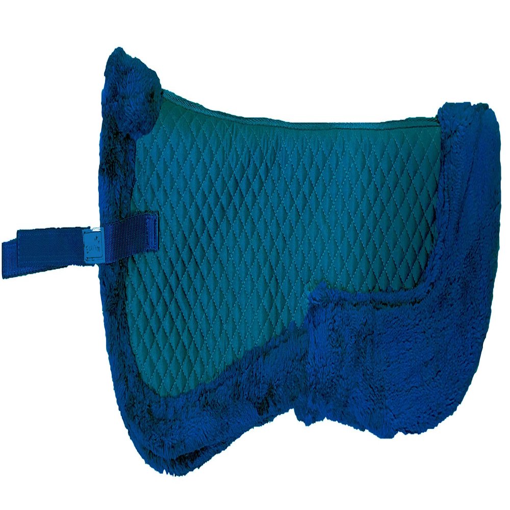 Equitem Faux Fur Trim Half Pad for Pony English Riding Saddle Correction (Royal Blue)
