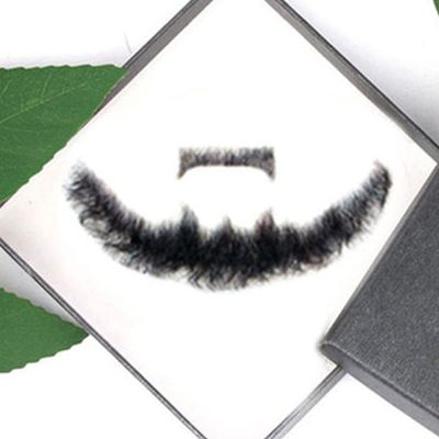 Lenaqueen 100% Human Hair Full Hand Tied Lace Invisible False Beards Hair Fake Face Beard and Mustache for Men Realistic Entertainment Drama Party Movie Makeup (LN-HZ-Black07)
