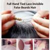 Lenaqueen 100% Human Hair Full Hand Tied Lace Invisible False Beards Hair Fake Face Beard and Mustache for Men Realistic Entertainment Drama Party Movie Makeup (LN-HZ-Black07) view 3