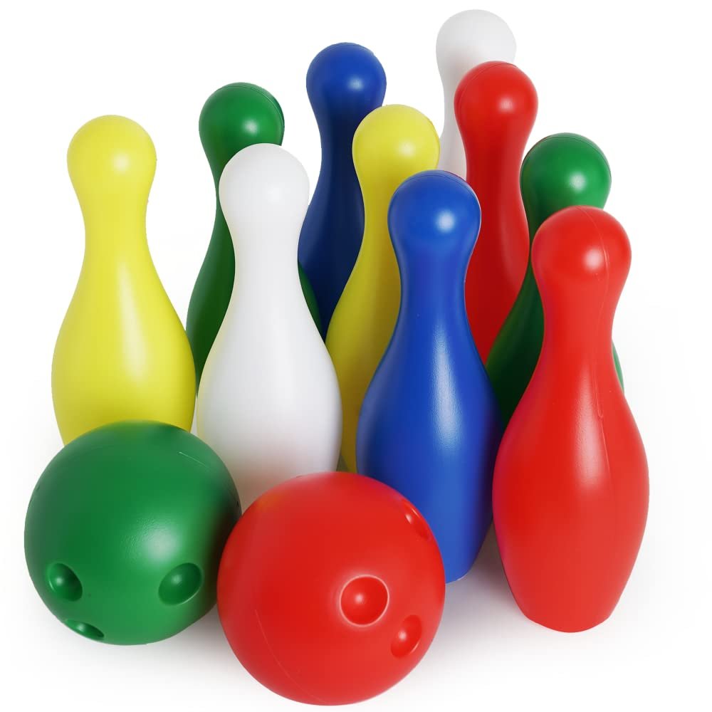 Boley Kids Bowling Set - 12 Piece Toddler Bowling Game - Indoor Outdoor Lawn Bowling Kit for Children - Lightweight, Safe, Family Play Set - Ideal Toy for Preschoolers, Garden Games, Party Fun