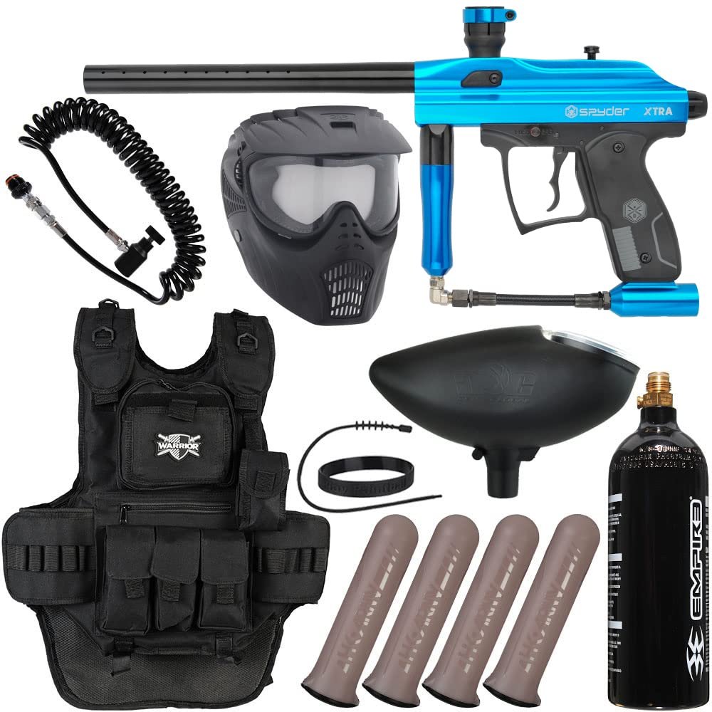 Action Village Kingman Spyder Xtra Heavy Gunner Paintball Gun Package Kit (Gloss Blue)