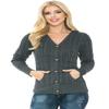 ANNVA U.S.A. Cardigan Sweaters for Women,Hooded Sweaters for Women,Long Sleeve Open Front Buttons Knit Cardigan for Women(Charcoal,X-Large) view 1