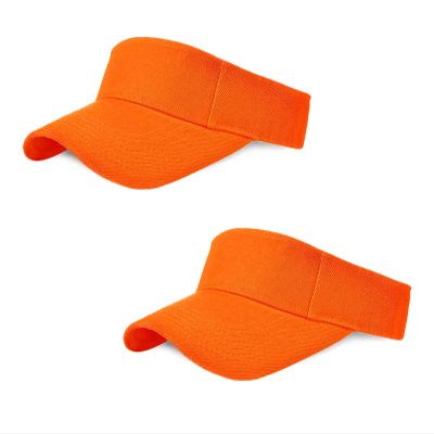 2 Pieces of Orange Sun Visor Hats Adjustable Sport Visors Cap Visors for Women and Men (One Size)