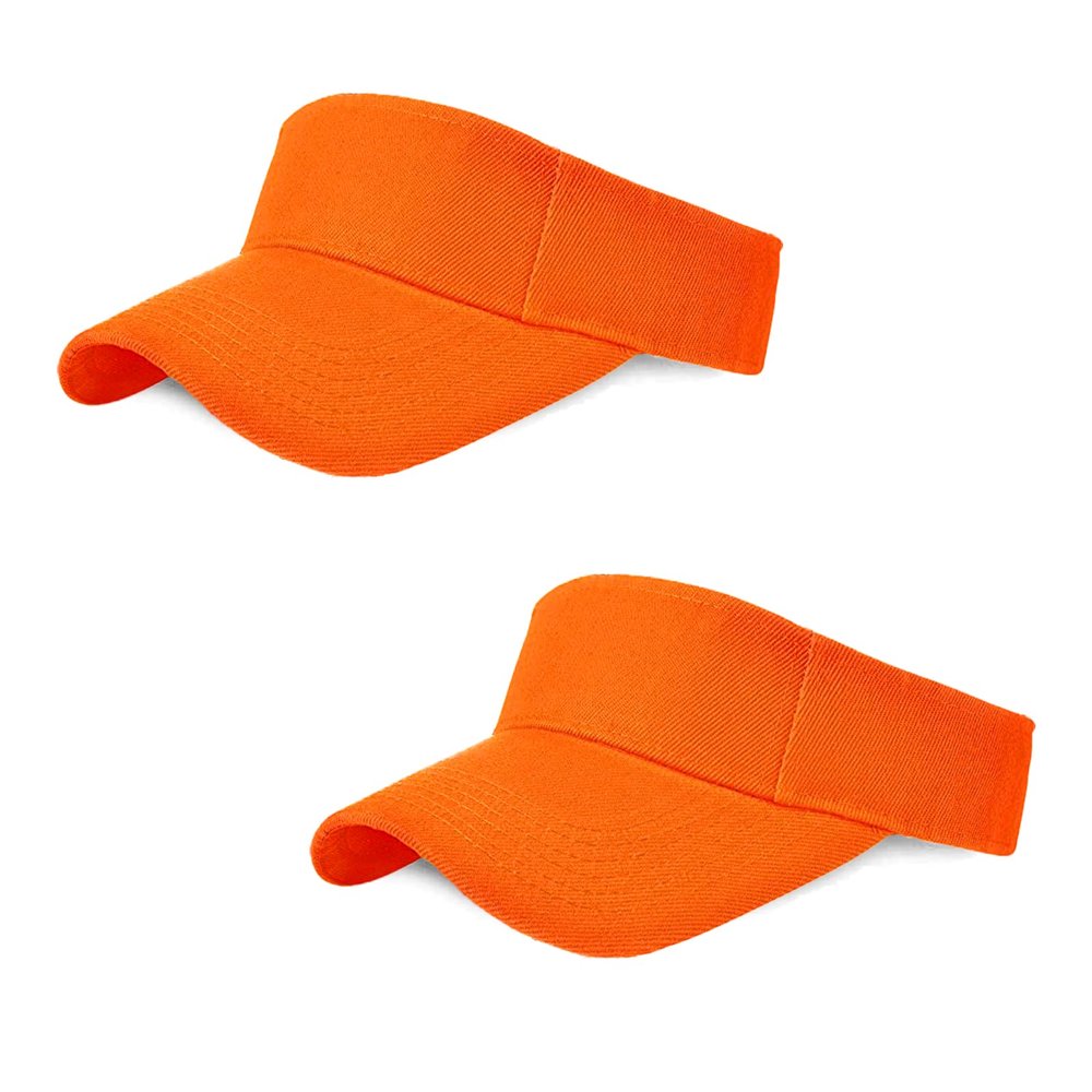 2 Pieces of Orange Sun Visor Hats Adjustable Sport Visors Cap Visors for Women and Men (One Size)
