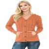 ANNVA U.S.A. Cardigan Sweaters for Women,Hooded Sweaters for Women,Long Sleeve Open Front Buttons Knit Cardigan for Women(Orange,Medium) view 1