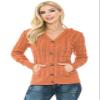ANNVA U.S.A. Cardigan Sweaters for Women,Hooded Sweaters for Women,Long Sleeve Open Front Buttons Knit Cardigan for Women(Orange,Medium) view 2