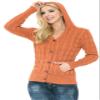 ANNVA U.S.A. Cardigan Sweaters for Women,Hooded Sweaters for Women,Long Sleeve Open Front Buttons Knit Cardigan for Women(Orange,Medium) view 3