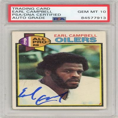 Earl Campbell 1979 Topps Football Autograph Card #390 PSA/DNA 10