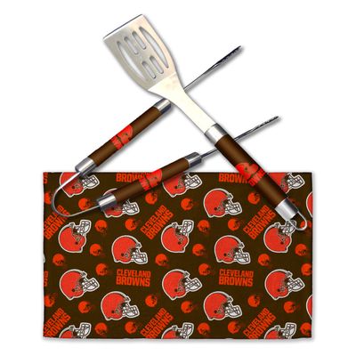 Northwest Offically Licensed Cleveland Browns NFL 3 Piece BBQ Grill Set - Spatula, Tongs and Towel, Scatter Print