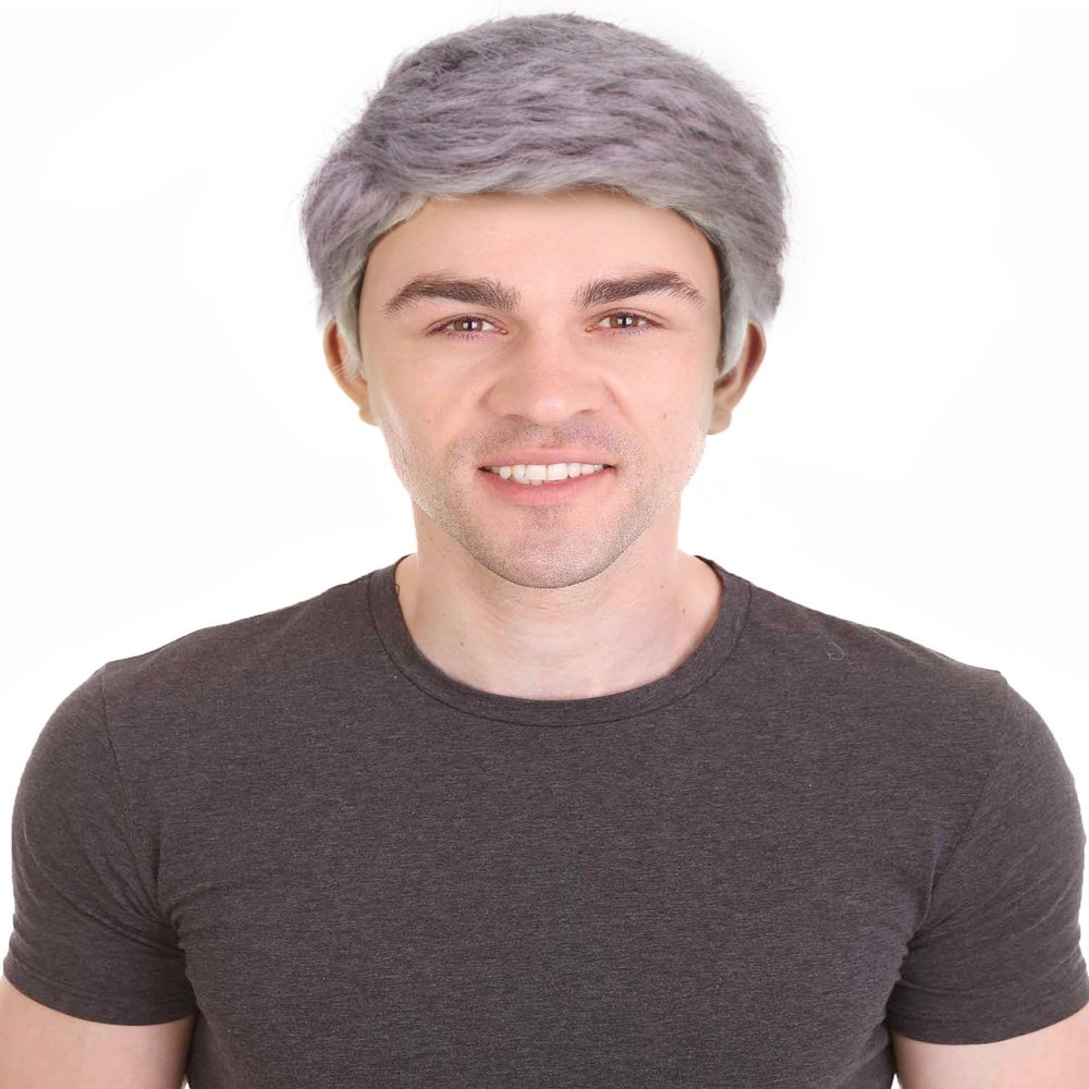 HPO Adult Men's US Chief Pandemic Frantic Fauci Doctor Grey Silly Wig, Synthetic Soft Fibers, Perfect for your Halloween & Cosplay Party!
