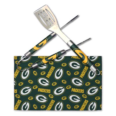 Northwest Offically Licensed Green Bay Packers NFL 3 Piece BBQ Grill Set - Spatula, Tongs and Towel, Scatter Print