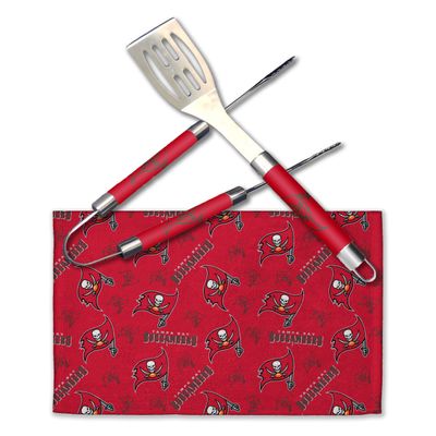 Northwest Offically Licensed Tampa Bay Buccaneers NFL 3 Piece BBQ Grill Set - Spatula, Tongs and Towel, Scatter Print