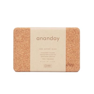 Ananday Cork Yoga Block - Non-Slip, Stable, Eco-Friendly & Supportive for Balance, Alignment, Flexibility & Strength - Non-Slip Surface & Countered Edges for Comfort
