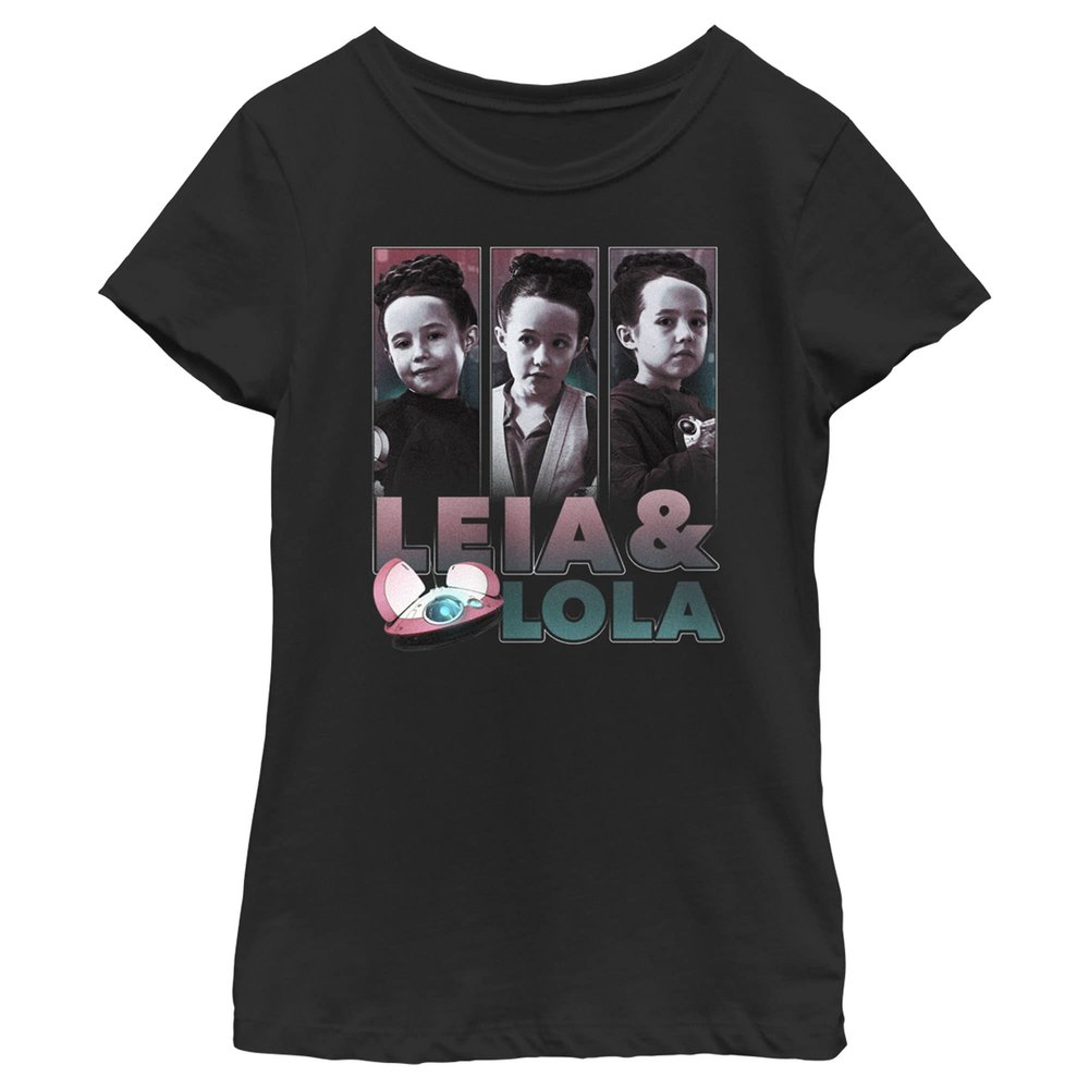 STAR WARS Girl's OBI-Wan Kenobi The Princess and The Droid T-Shirt - Black - Large