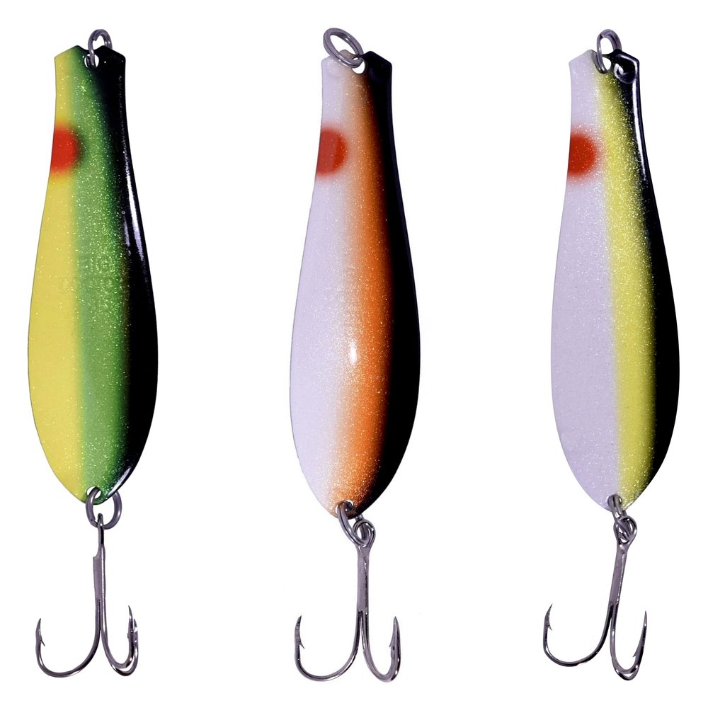 Doctor Spoons Orginal Fishing Lures 3 Pack - Made in USA - Saltwater & Freshwater - Premium Eagle Claw Hook - Walleye, Bass, Northern, Pike, Salmon, Trout, Striper & More - Casting, Jigging, Trolling
