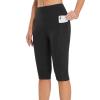 tuduoms High Waist Biker Short for Women Stretch Yoga Workout Capri Leggings Knee Length Cycling Capris Comfy Running Joggers Black view 2
