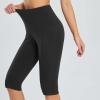 tuduoms High Waist Biker Short for Women Stretch Yoga Workout Capri Leggings Knee Length Cycling Capris Comfy Running Joggers Black view 3