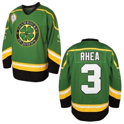 3 Ross The BOSS Rhea Hockey Jersey for Men,ST John's Shamrocks Stitched with EMHL Patch White Green Black (3 GreenMedium)