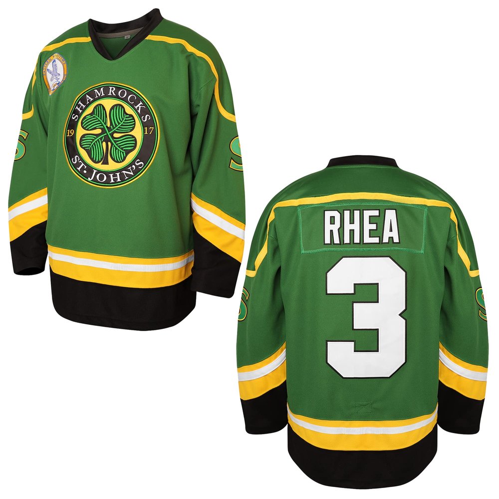 3 Ross The BOSS Rhea Hockey Jersey for Men,ST John's Shamrocks Stitched with EMHL Patch White Green Black (3 GreenMedium)