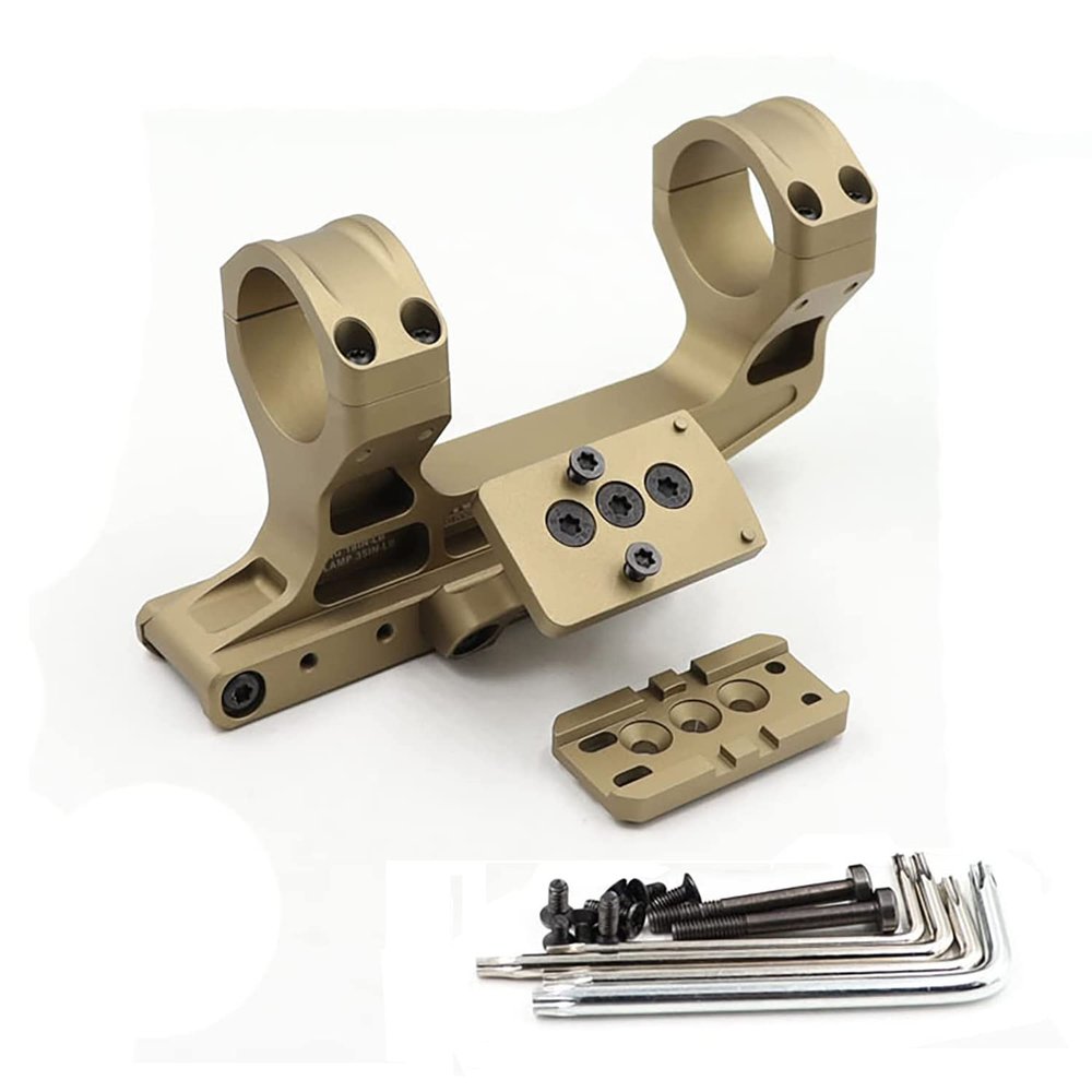 HATSEN 30MM Cantilever Double Ring Scope Mount with Red Dot Sight Mount (Sand)