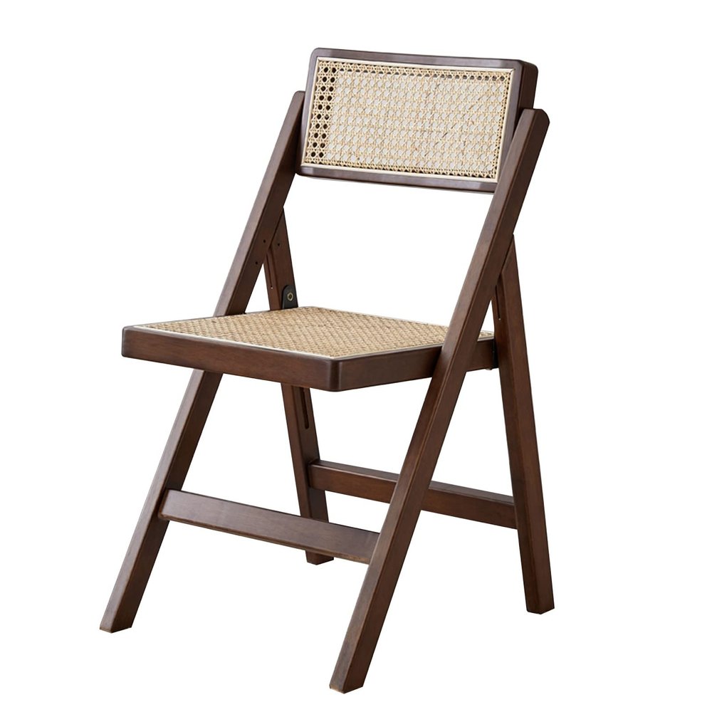 D2FASHION Folding Wooden Chair Brown Black Wood Color, Breathable Garden Chair with Backrest Suitable for Summer, Easy to Fold and Store, Strong Load-Bearing Capacity (Color : Dark Brown)