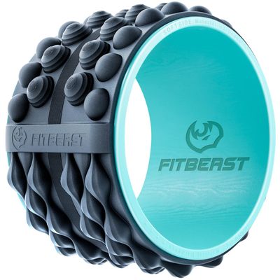 FitBeast Back Roller, Back Wheel Foam Roller - Targeted Muscle Roller for Deep Tissue Massage, Back Stretcher (12'', Blue)
